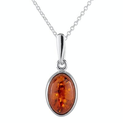 Pretty Dainty Amber Oval Necklace
