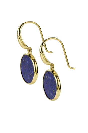 Boucles D'oreilles Rondes Lapis Lazuli En Or Jaune 9 Carats 11X11mm 3