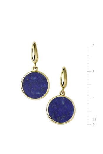 Boucles D'oreilles Rondes Lapis Lazuli En Or Jaune 9 Carats 11X11mm 4