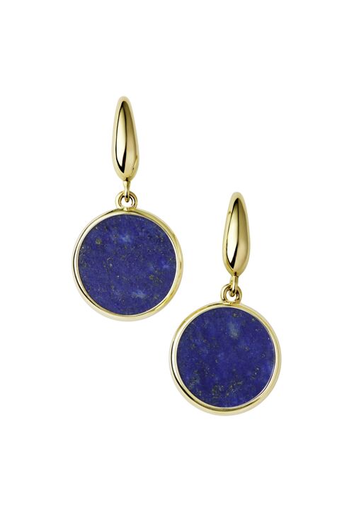 9ct Yellow Gold 11X11mm Round Lapis Lazuli Earrings