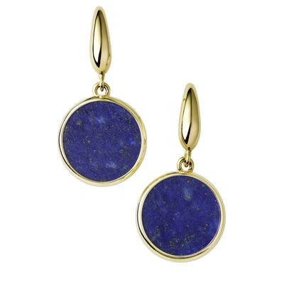 Boucles D'oreilles Rondes Lapis Lazuli En Or Jaune 9 Carats 11X11mm