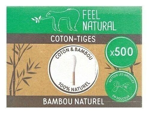 BOITE 500 COTONS TIGES BLANC BAMBOU - FEEL NATURAL