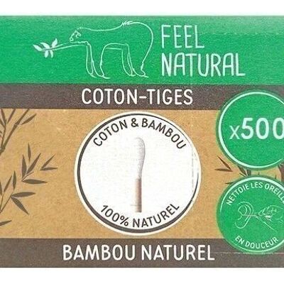 BOITE 500 COTONS TIGES BLANC BAMBOU - FEEL NATURAL