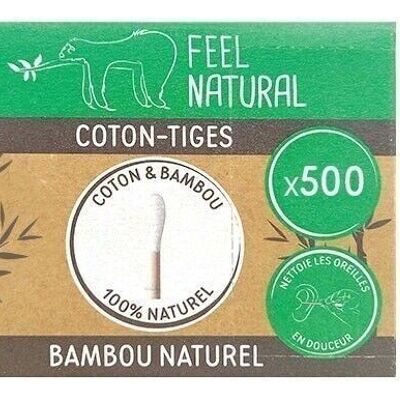 BOX 500 COTTON SWABS WHITE BAMBOO - FEEL NATURAL