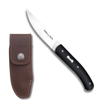 Couteau Legendary Ebène & son étui cuir à rabat marron - Eden Park x Ovalie Original 1
