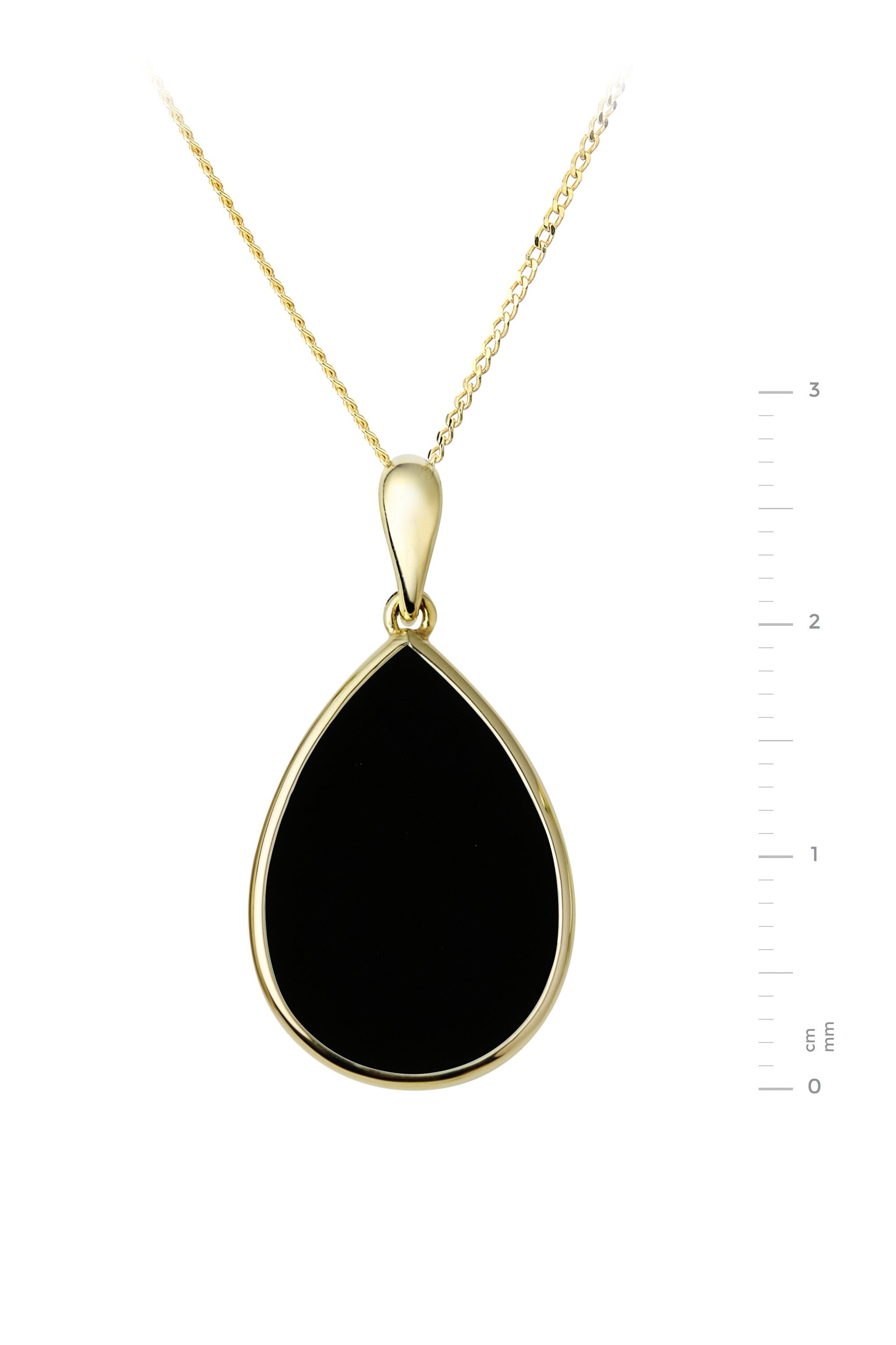 9 Karat Gelbgold 20X13.8mm Birnen-Onyx-Anhänger mit 18-Zoll-Kette