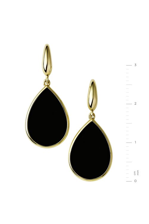 9ct Yellow Gold 16.5X11.4mm Pear Onyx Earrings