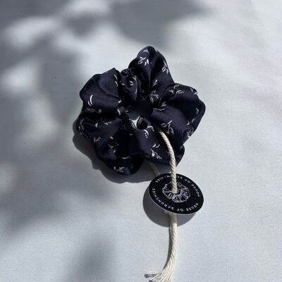 Scrunchie - Navy Flowers  - Recycelt