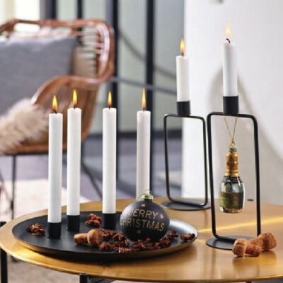 Metal support with black handle 10 x 28 cm - Interior decoration, candlelight dinner, candles