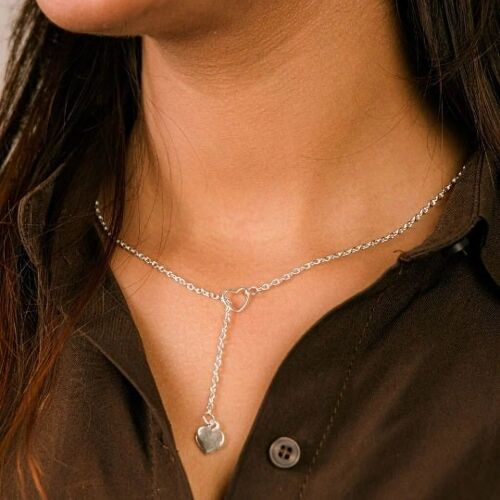 Gold Silver Heart Drop Circle Love Y Shape Lariat Necklace