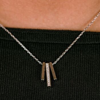 Collier pendentif minimaliste en forme de goutte de zircon géométrique en argent sterling à trois barres 6