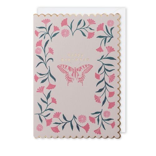 Butterfly & Flowers Birthday Card