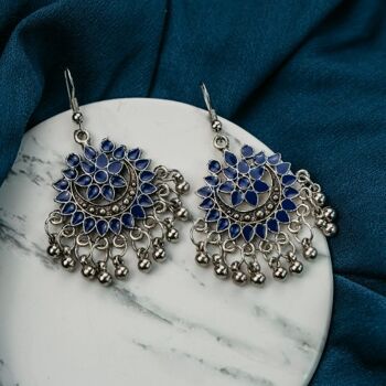 Boucles d'oreilles pendantes de mariée ethniques indiennes boho indiennes en émail rose Ghungroo 10