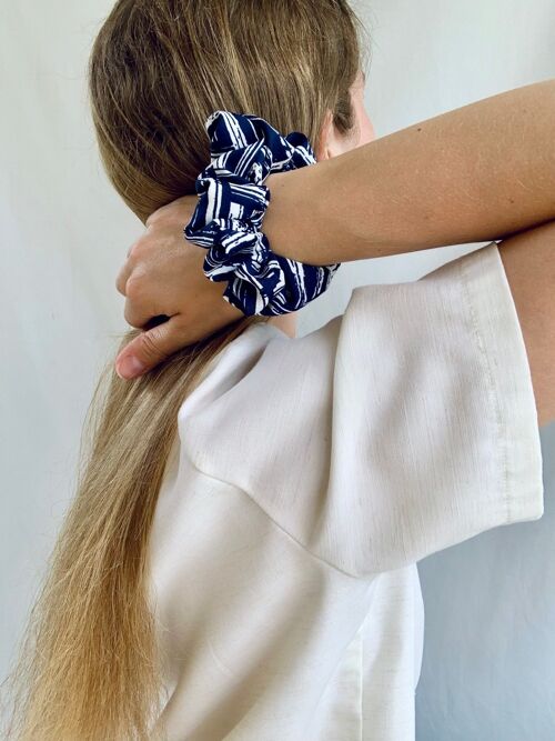 Scrunchie - Blue/White Maritim - Recycelt