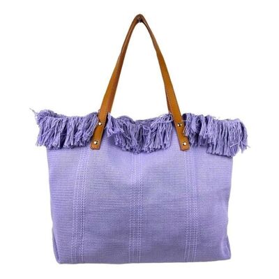 Large Cotton Shoulder Bag for Women with Leather Handles