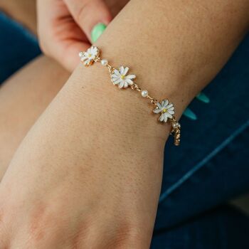 Bracelet Ajustable Fleur de Soleil Plaqué Or Été Indie Boho Daisy Floral 2