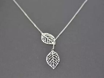 Collier réglable Lariat en forme de Y en forme de feuille en filigrane double en argent doré 4