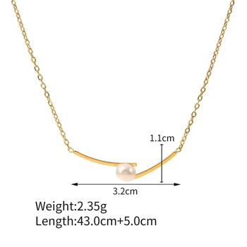 Collier pendentif mince minimaliste en forme irrégulière incrusté de perles blanches simples en or 6