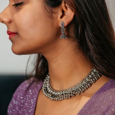 Statement Ghungroo Indian Oxidised Boho Choker Temple Choker Gypsy Necklace