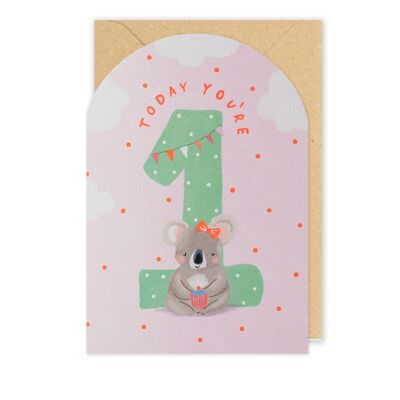 Today You're 1 Koala Birthday Age Card