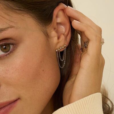 Honoré-Ohrhänger – rechteckig mit Kristallen besetzt