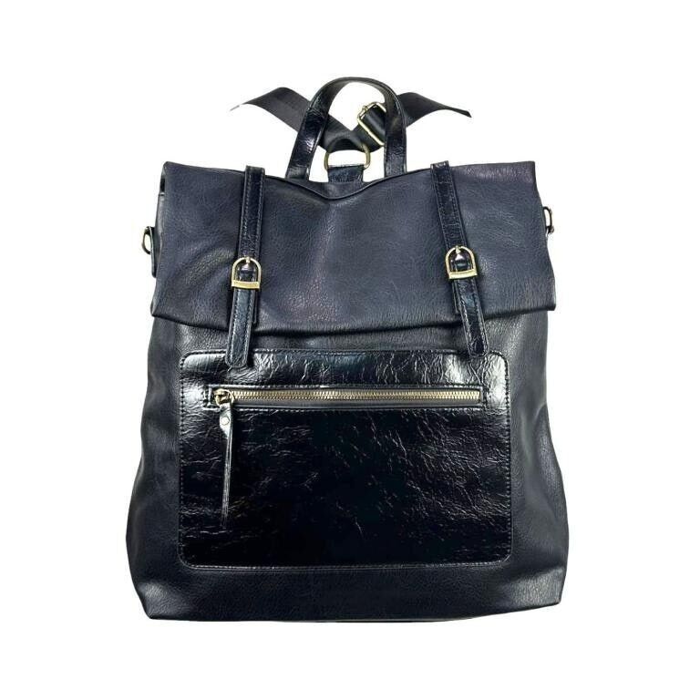 Zaino grande in materiale sintetico trasformabile in borsa a tracolla da donna