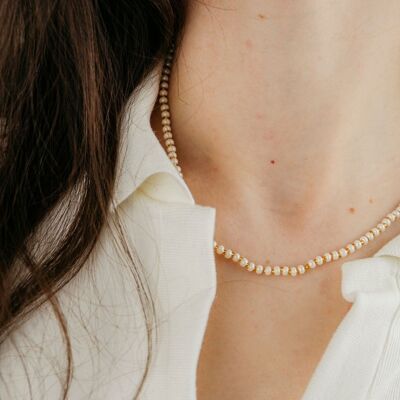 Elegante collana girocollo in perle d'acqua dolce unisex da 16 pollici con perle d'acqua dolce