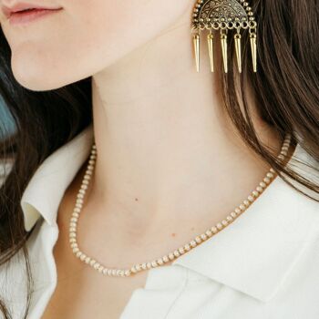 Élégant petit collier ras du cou en perles d'eau douce unisexe de 40,6 cm en or blanc 3