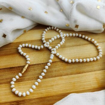 Élégant petit collier ras du cou en perles d'eau douce unisexe de 40,6 cm en or blanc 4