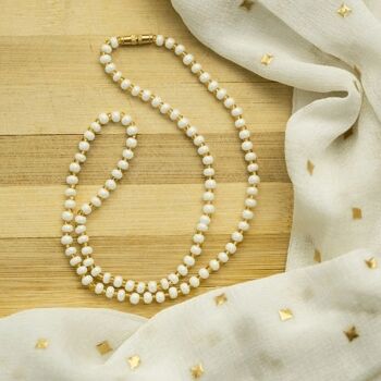 Élégant petit collier ras du cou en perles d'eau douce unisexe de 40,6 cm en or blanc 6
