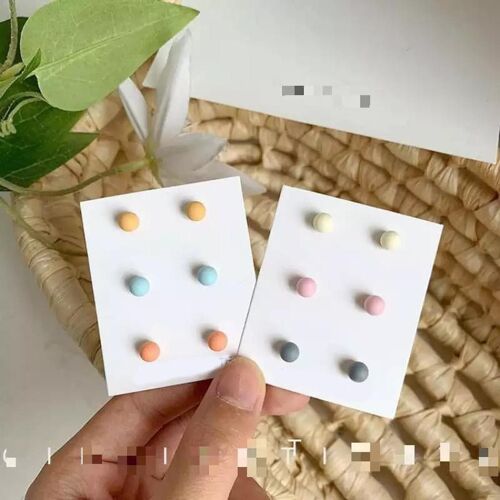 Multicolour Matte Unisex Round Ball Minimalist Summer Everyday Studs Earrings