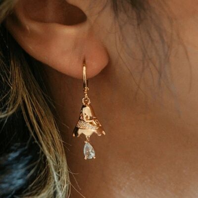 Small Golden Bell Zircon Boho Intricate Hoop Boho Drop Ethnic Dangle Earring