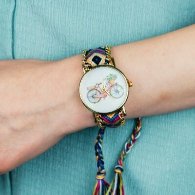 Boho-Armband-Zyklus, zierliche, geflochtene Jute-Armbanduhr für Damen