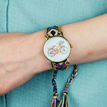 Boho Bracelet Cycle Dainty Montre-bracelet tressé en jute pour femme 1
