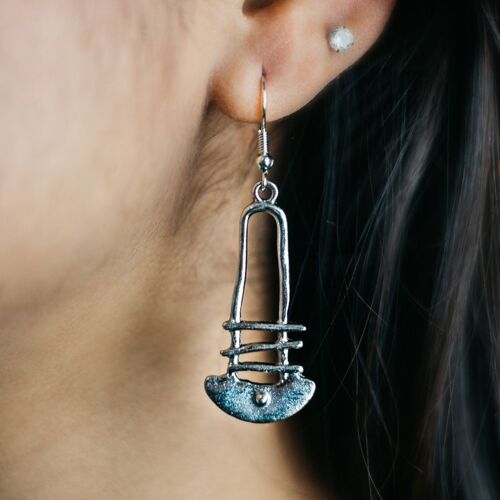 Retro Vintage Ethnic Quirky Punk Hammered Dangle Drop Tribal Ladder Earrings
