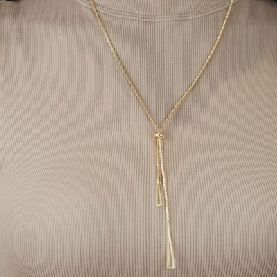 Two Triangle Geometric Drop Y Shape Interlock Long Cocktail Lariat Necklace