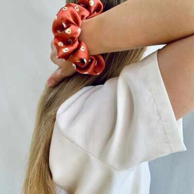 Scrunchie - Rust Flower - Recycled