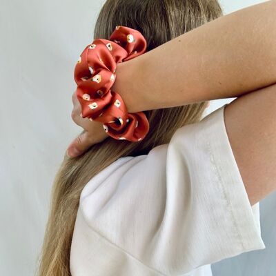Scrunchie - Rust Flower - Recycled