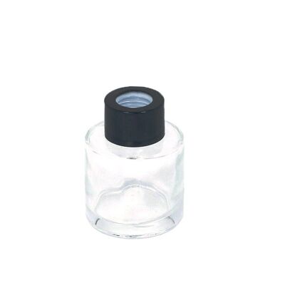 Black cap glass bottle