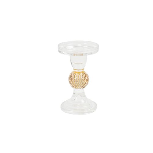 HV Glitter Glass Candleholder - Gold - 8.5x14cm