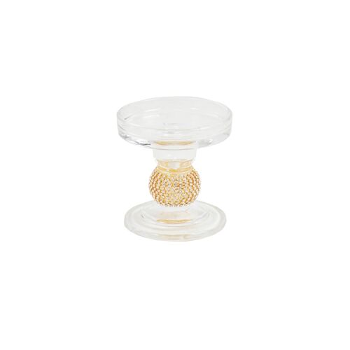 HV Glitter Glass Candleholder - Gold - 8.5x8.5cm