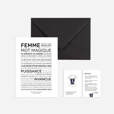 Affiche mini Femme, mot magique de Dame Fanny (carte postale)