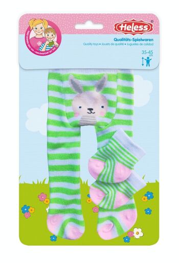 Collants de poupée avec chaussettes "Funny Animals", assortiment de 3, taille 35-45cm 3
