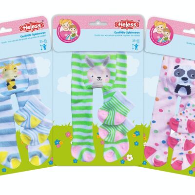 Collant per bambole con calzini "Funny Animals", 3 assortiti, taglia 28-35 cm