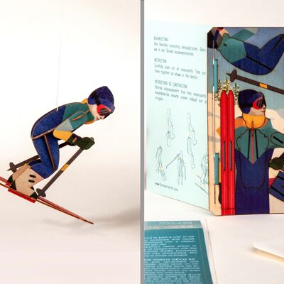 Skier - 3D Deco greeting card