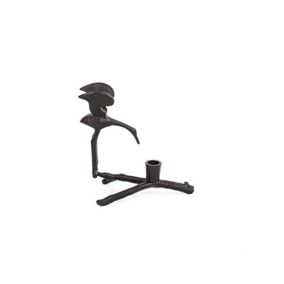 HV Bird in Action Candleholder-Black-19x2