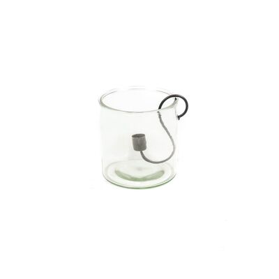 HV Glass Jar with Candleholder - Black - 15 cm