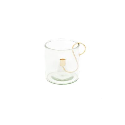 HV Glass Jar with Candleholder - Gold - 15 cm