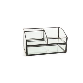 HV Glass Organizer avec tiroir - Noir - 23x14x13 cm 2