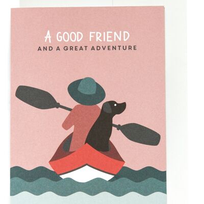 Greeting card - canoe & dog